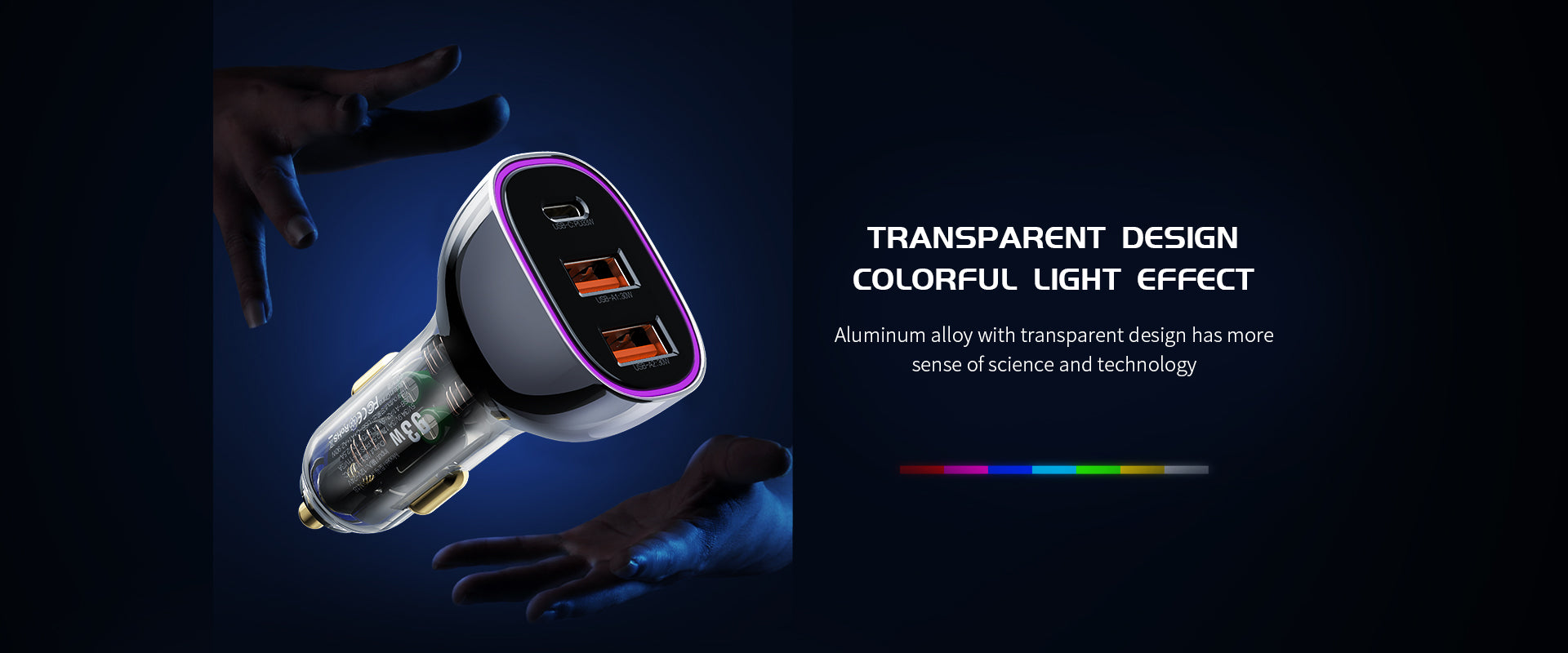 RCC-N18 93W Car Charger | USB-C + Dual USB-A | PD3.0 & QC3.0 - شاحن سيارة RCC-N18 بقدرة 93W | منفذ USB-C + منفذين USB-A | يدعم PD3.0 و QC3.0