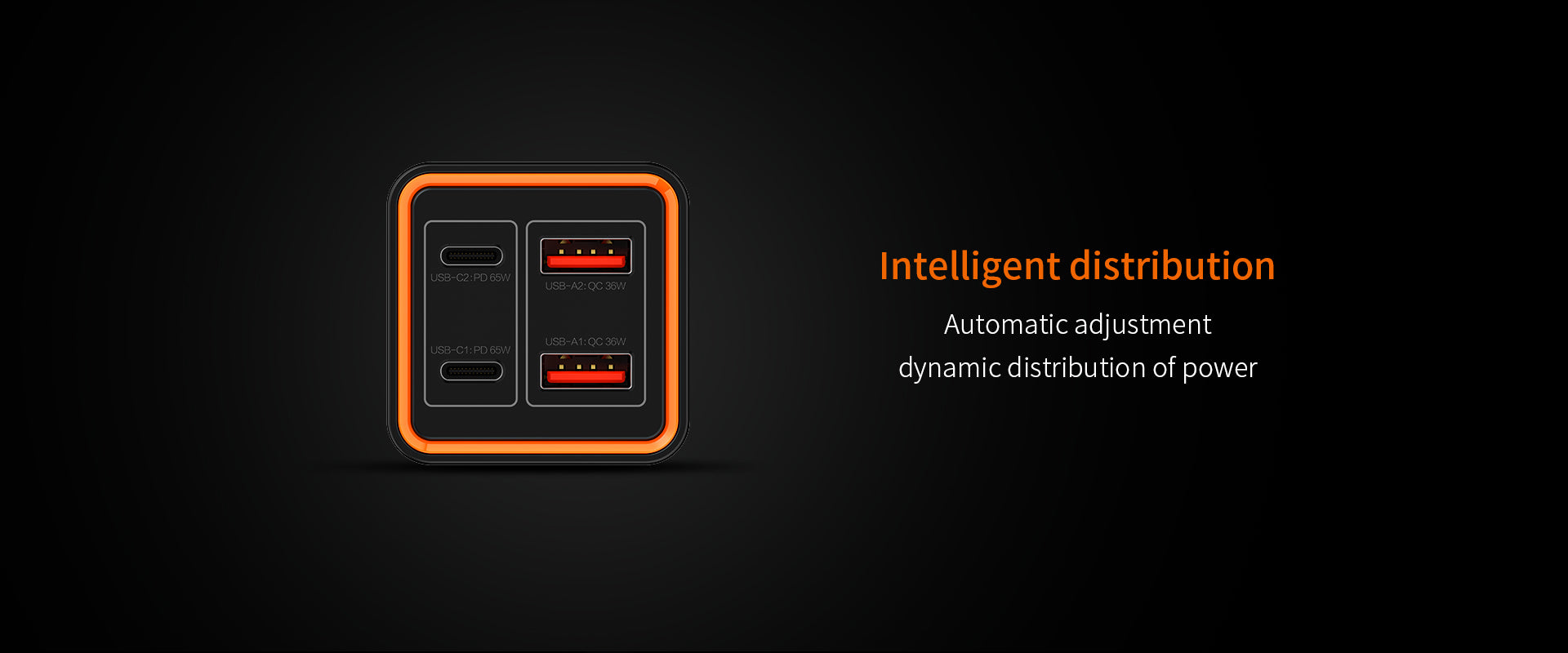 RC37 65W Multi-Port Fast Charger | Dual Type-C + Dual USB-A - شاحن RC37 سريع بقدرة 65W مع 4 منافذ (Type-C ×2 + USB-A ×2)