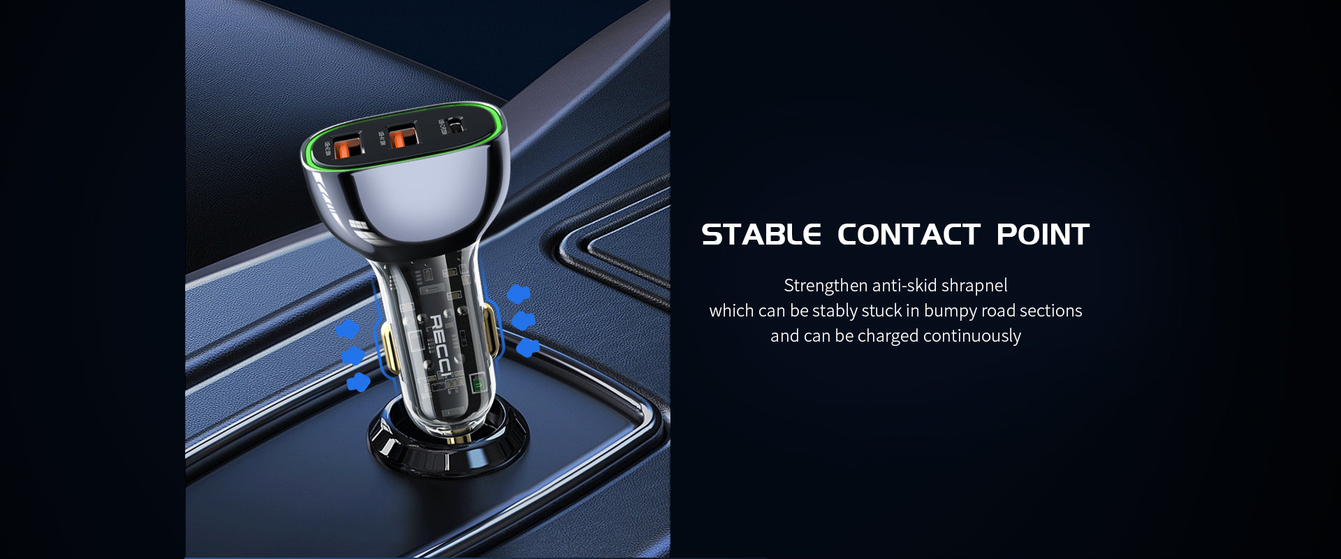 RCC-N18 93W Car Charger | USB-C + Dual USB-A | PD3.0 & QC3.0 - شاحن سيارة RCC-N18 بقدرة 93W | منفذ USB-C + منفذين USB-A | يدعم PD3.0 و QC3.0