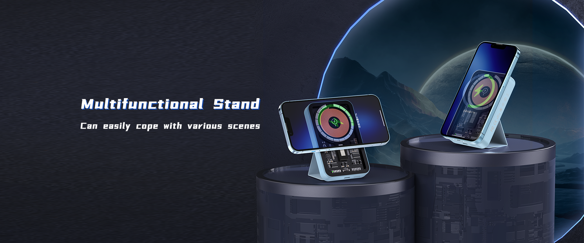 RPB-W07 Wireless Power Bank 5000mAh with Stand - باور بانك RPB-W07 لاسلكي بسعة 5000mAh مع حامل