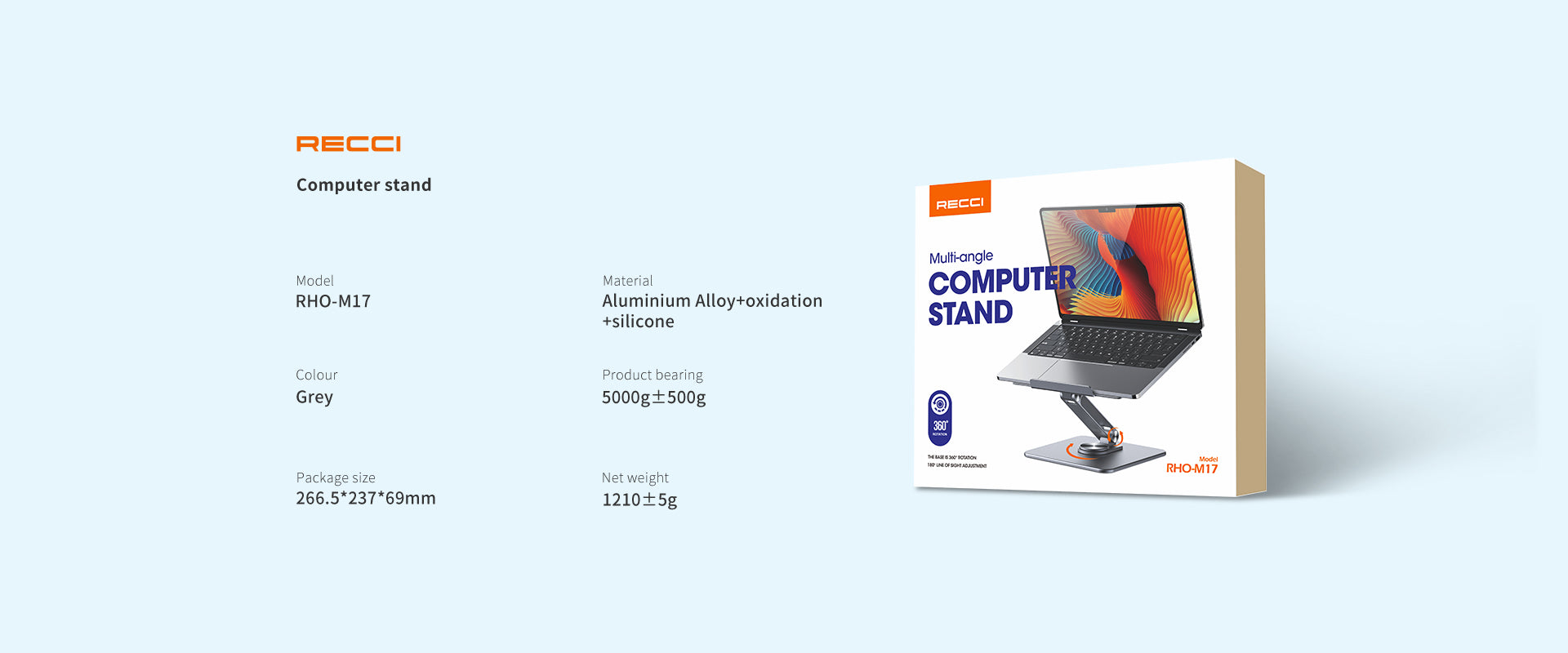 Recci Multi-angle Laptop computers stand RHO-M17