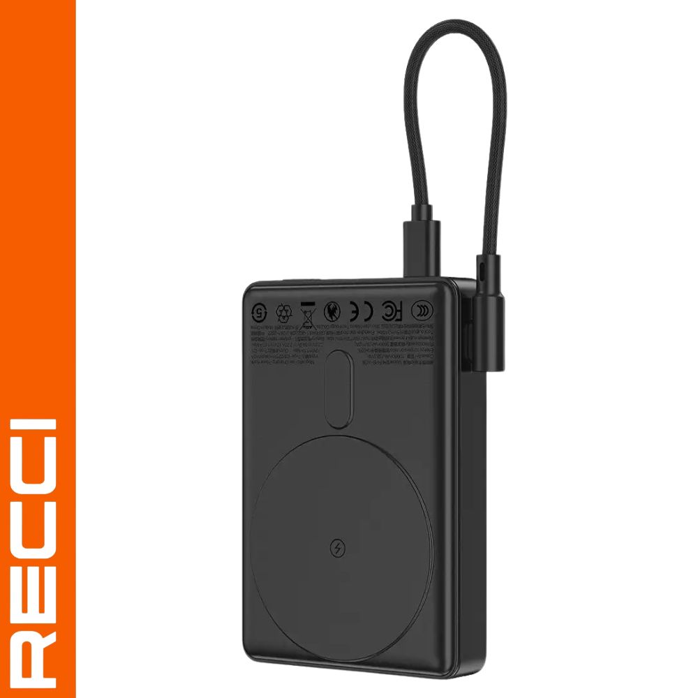 RECCI RPB-W37, 5000mAh Magnetic Wireless Power Bank – 15W 2-in-1