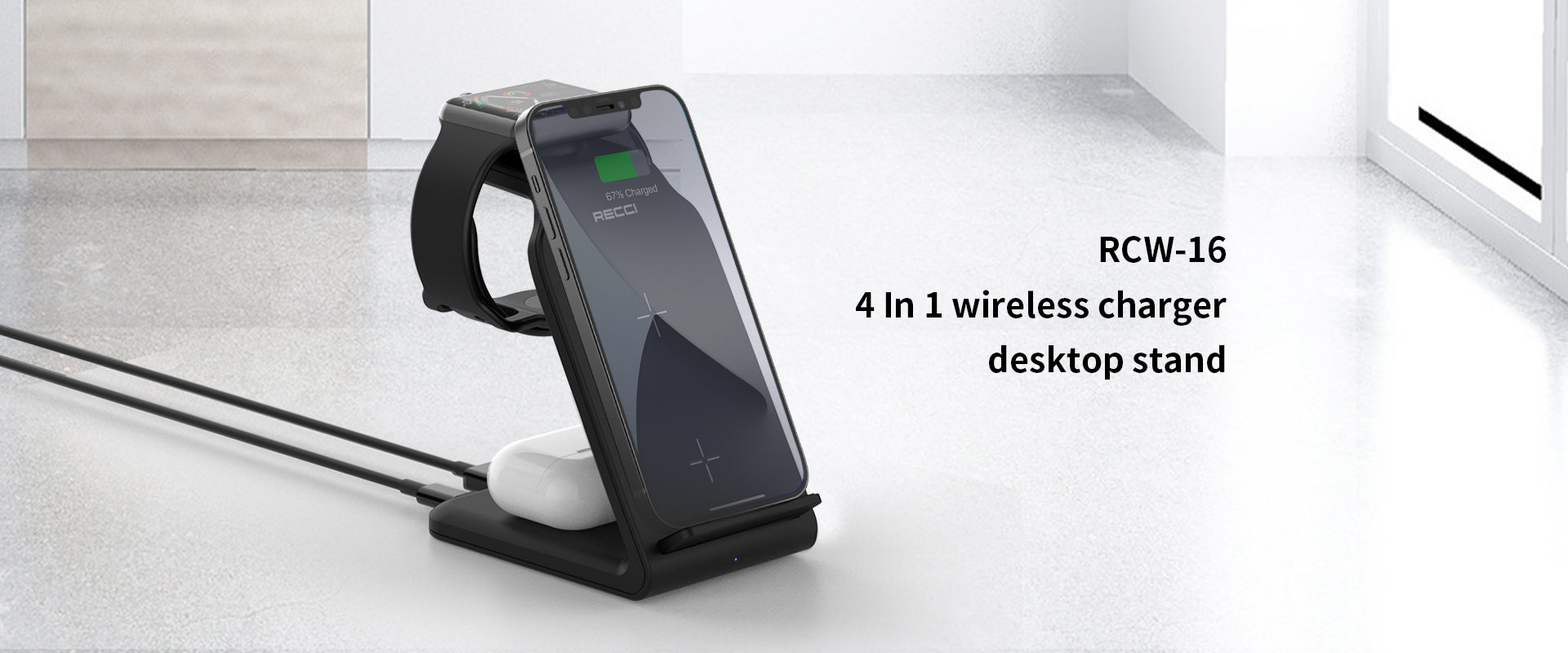 RCW-16 4 IN 1 Wireless Charger Desktop Stand