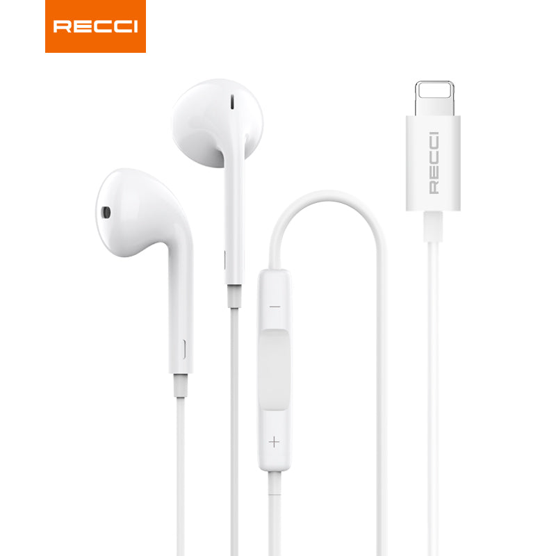 RECCI REP-L28 HD SOUND WIRED EARPHONE (LIGHTNING) - WHITE