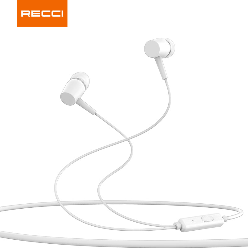 Wired earphones with white in-ear earbuds and Y-split cable