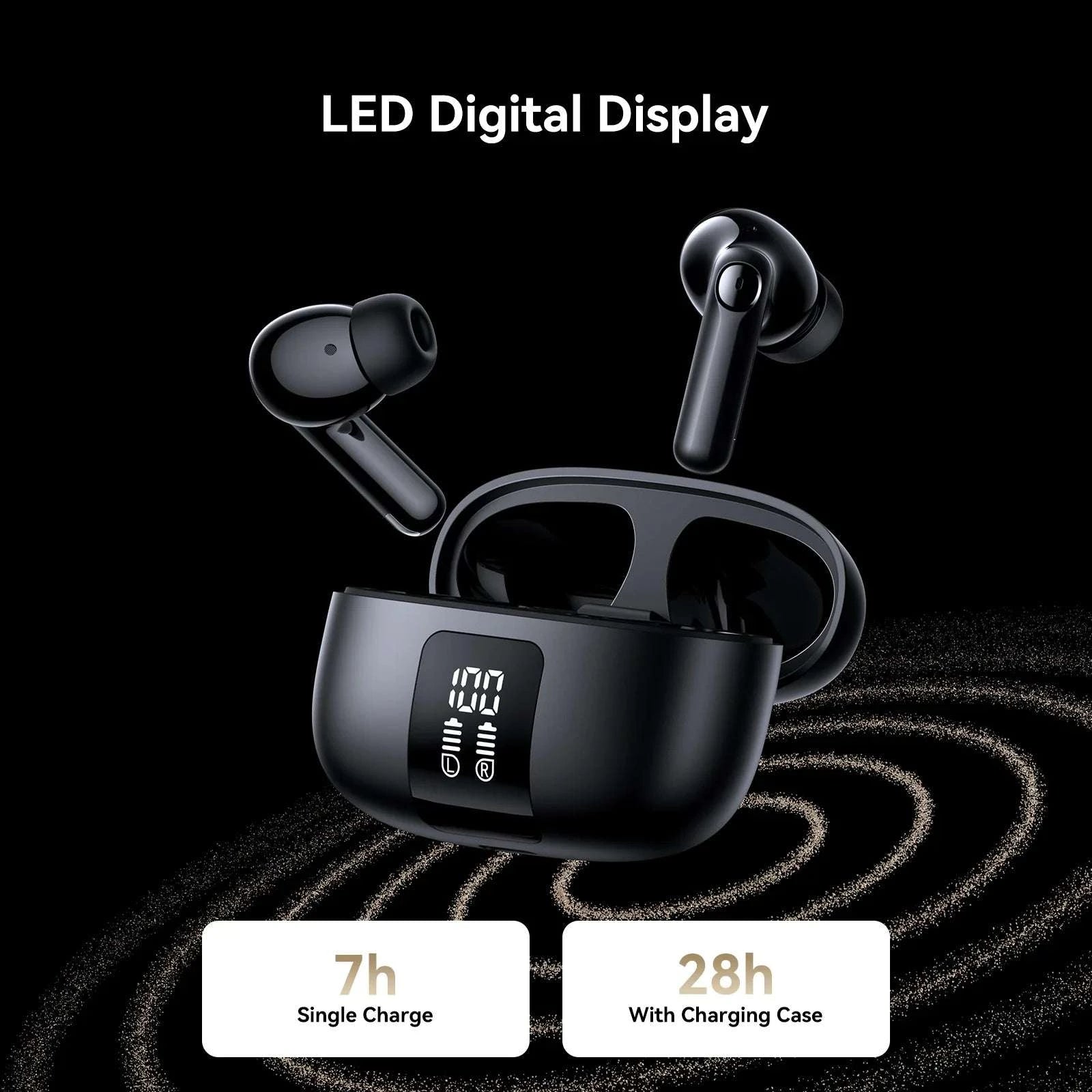 JR-FN3 ANC+ENC True Wireless Bluetooth Earphones Black - سماعات أذن بلوتوث لاسلكية JR-FN3 ANC+ENC باللون الأسود