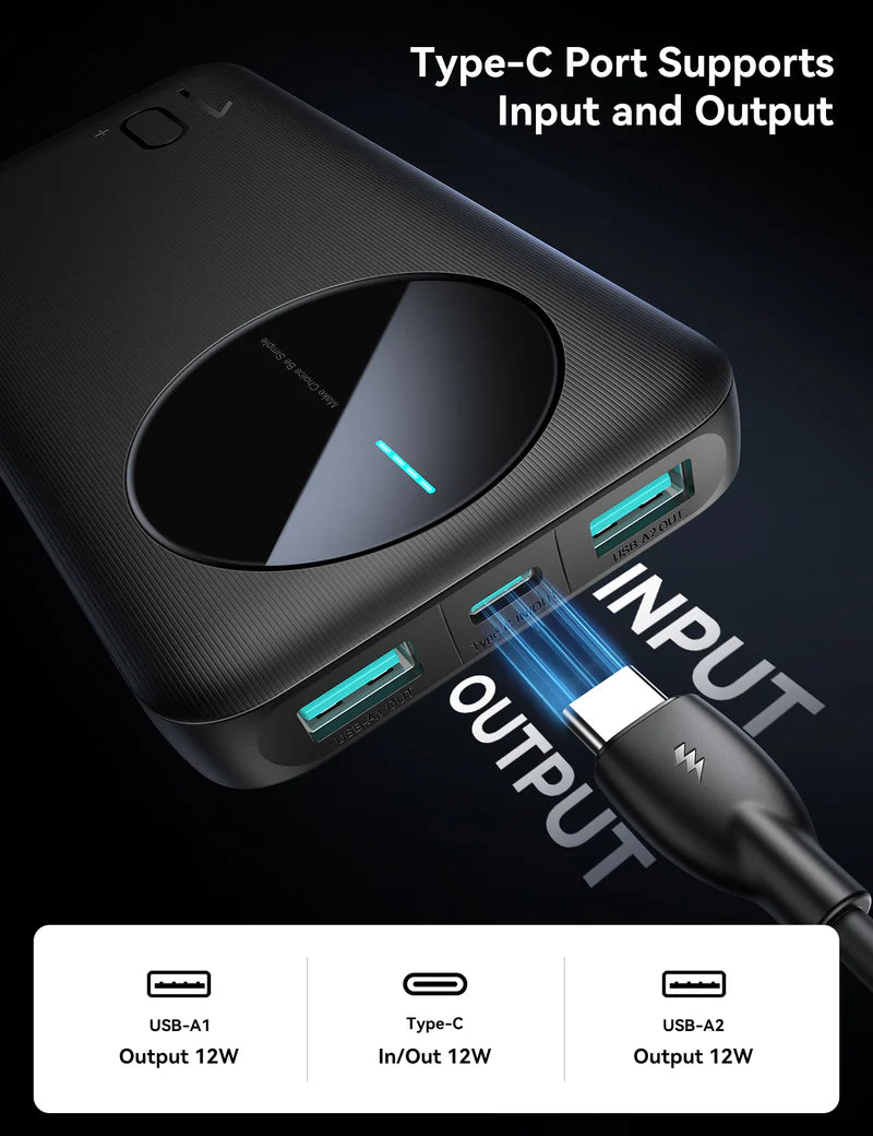 JOYROOM JR-PBF12 2.4A LED Power Bank 22.5W 10000mAh باور بانك F12 - ضمان تراست