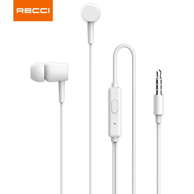 Wired in-ear earphones with white earbuds and inline remote
