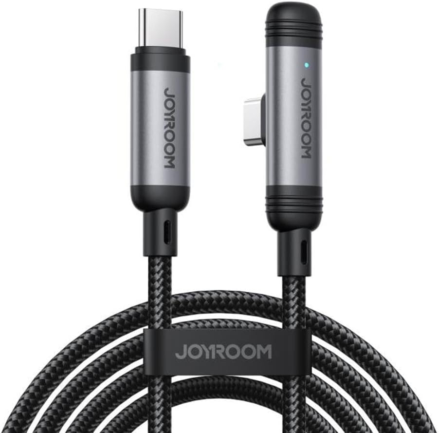 JOYROOM S-A56 1.2m USB-A to Type-C Elbow 3A Fast Charging Cable Data Transfer Braided Cord - Black