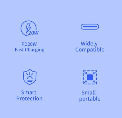 RC50E 20W USB-A Fast Charger (PD + QC3.0) - شاحن RC50E سريع بقدرة 20W مع منفذ USB-A (PD + QC3.0)