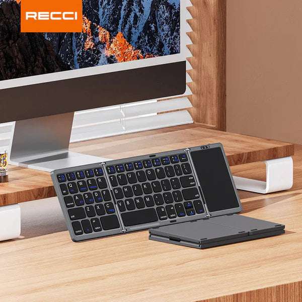 Recci Triple Folding Touch Bluetooth Keyboard RCS-K01 - لوحة مفاتيح Recci ثلاثية الطي تعمل باللمس بتقنية البلوتوث