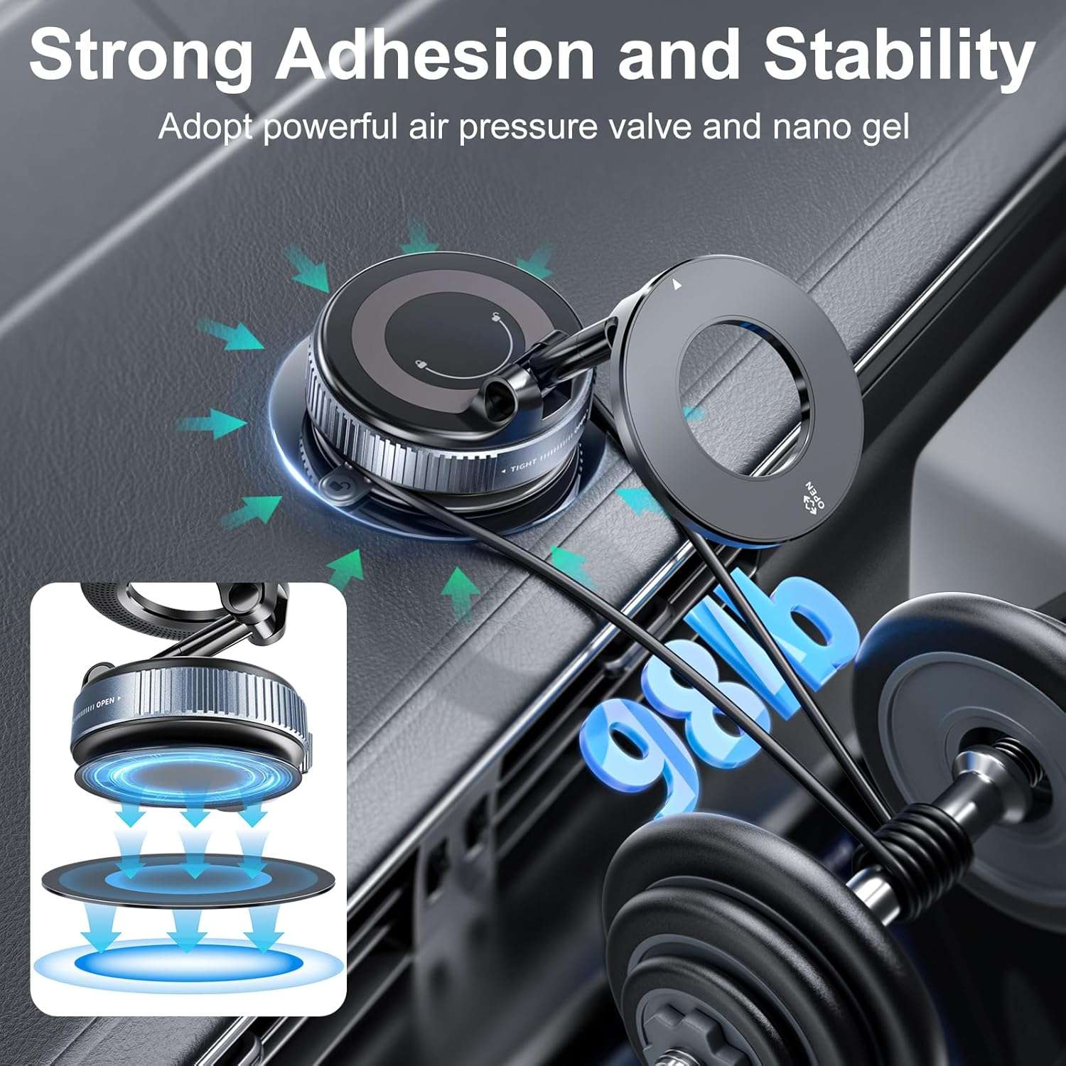 Magnetic car phone holder with suction cup, car holder, 360 degree rotating design and super RZ03