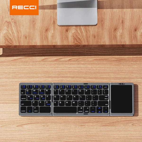 Recci Triple Folding Touch Bluetooth Keyboard RCS-K01 - لوحة مفاتيح Recci ثلاثية الطي تعمل باللمس بتقنية البلوتوث