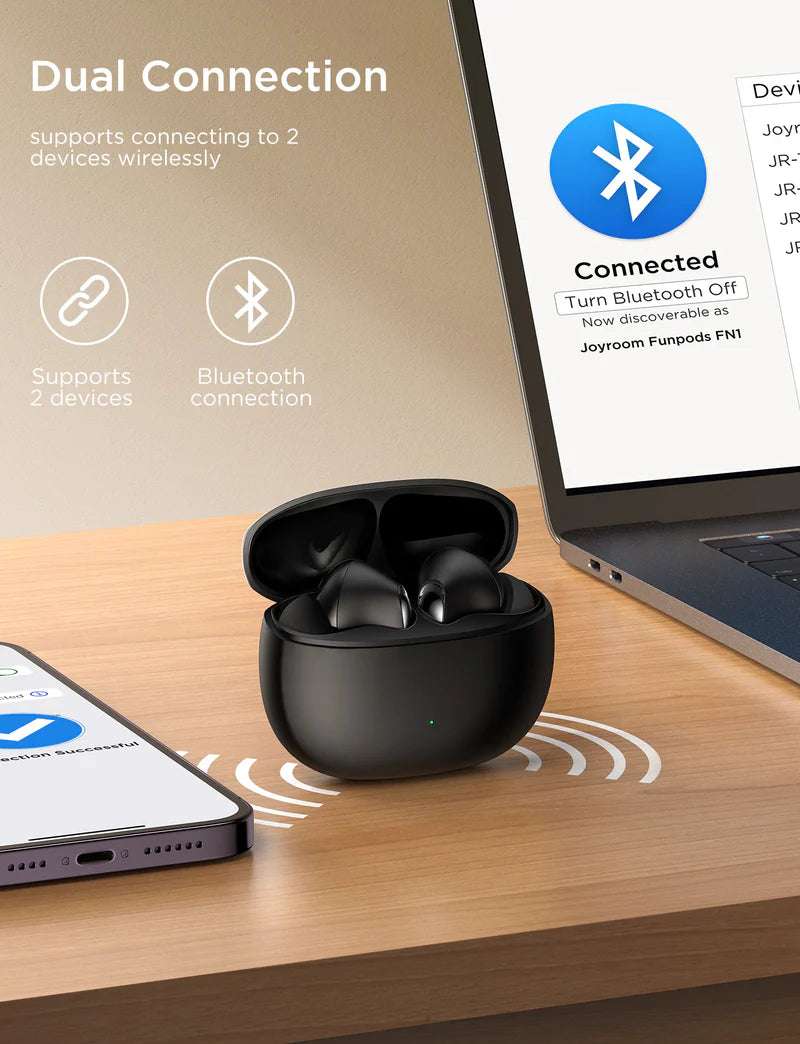 JR-FN1 Joyroom Funpods True Wireless Earbuds - سماعات JR-FN1 Joyroom Funpods اللاسلكية | أسود / أبيض