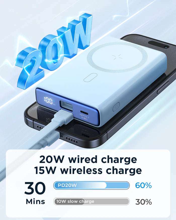 Power bank with wireless charging pad and wired charging via built-in cable