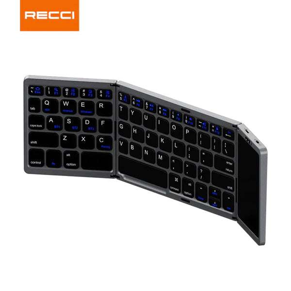 Recci Triple Folding Touch Bluetooth Keyboard RCS-K01 - لوحة مفاتيح Recci ثلاثية الطي تعمل باللمس بتقنية البلوتوث