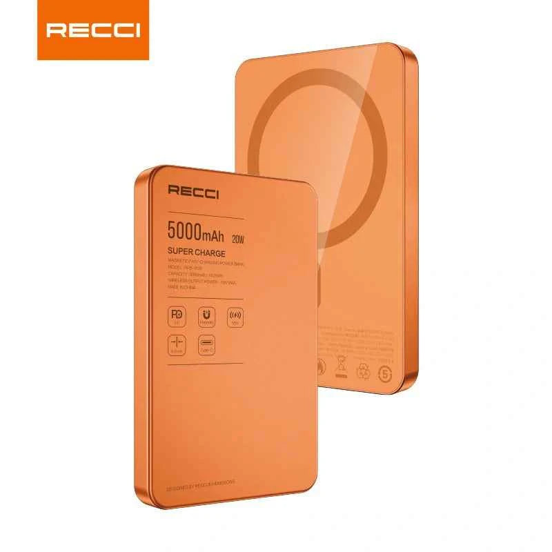 Recci RPB W35 Magnetic Power Bank 5000mAh PD 20W And 15W Wireless Charging