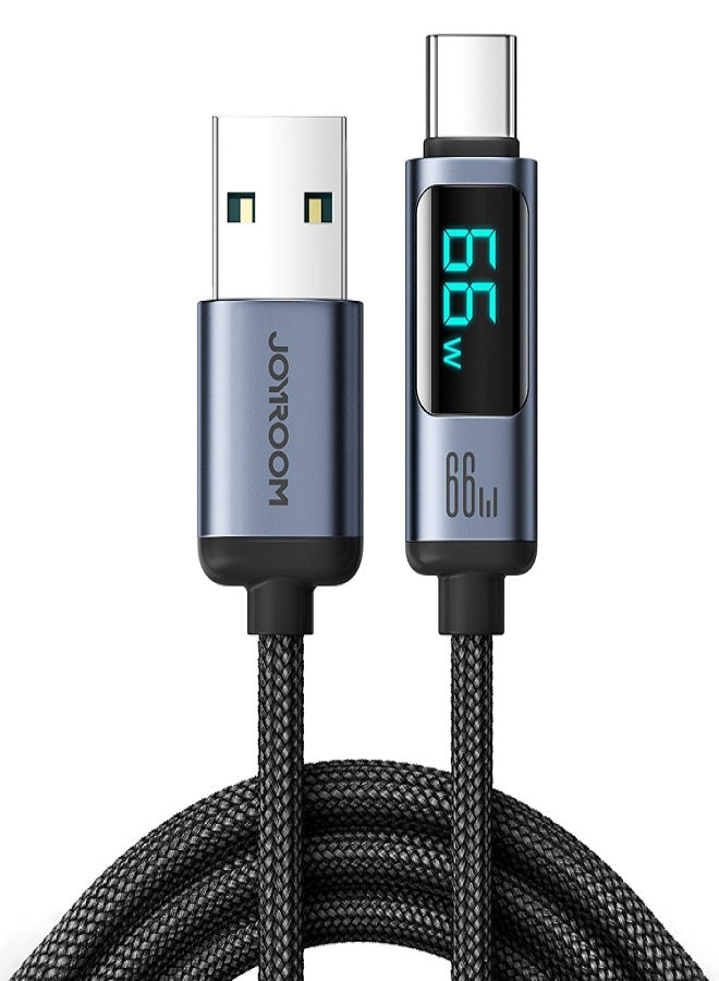 JOYROOM S-AC066A16 6A USB to Type-C Digital Display Fast Charging Data Cable, Length: 1.2m (Black)