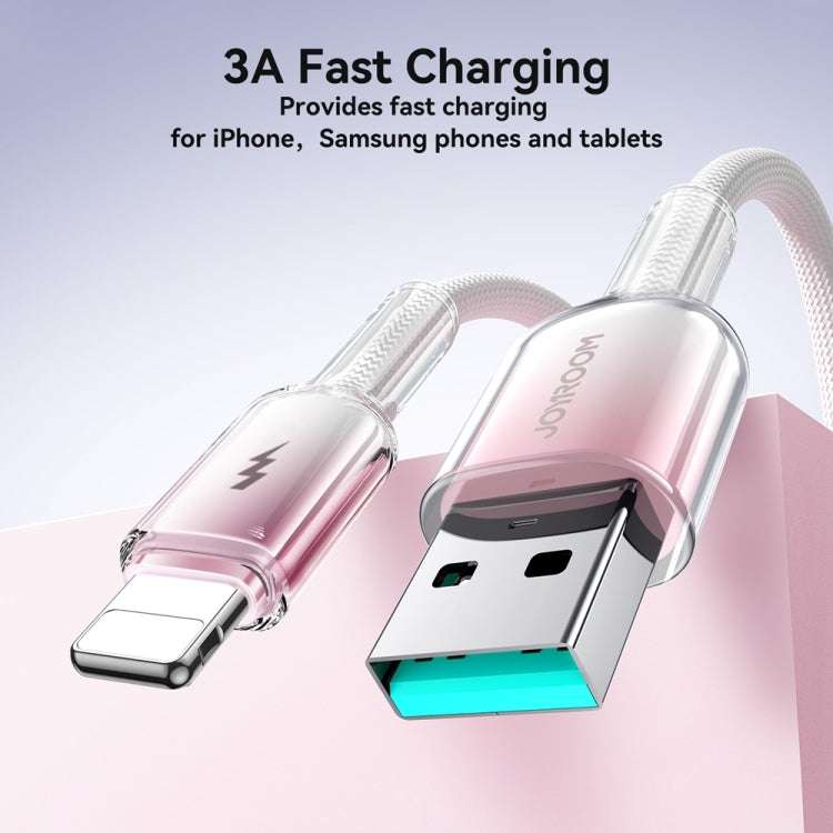USB-A to Lightning cable with rose connectors and braided white cord