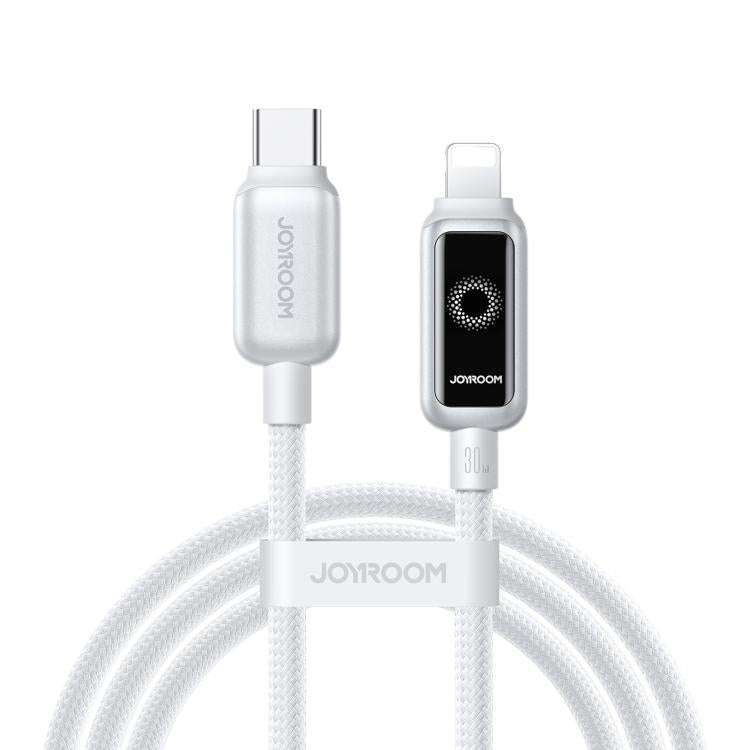 Joyroom fast charging data cable, white braided, dual USB connectors