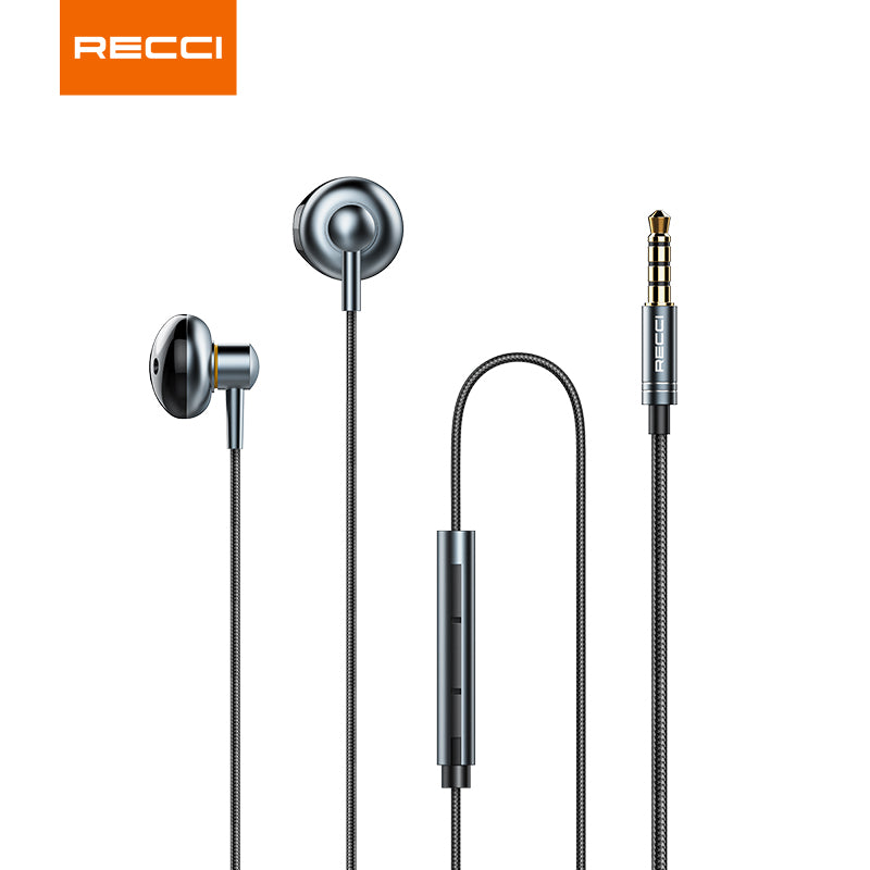 Recci REP-L25 high quality metal material 3.5mm In-ear wired earphones