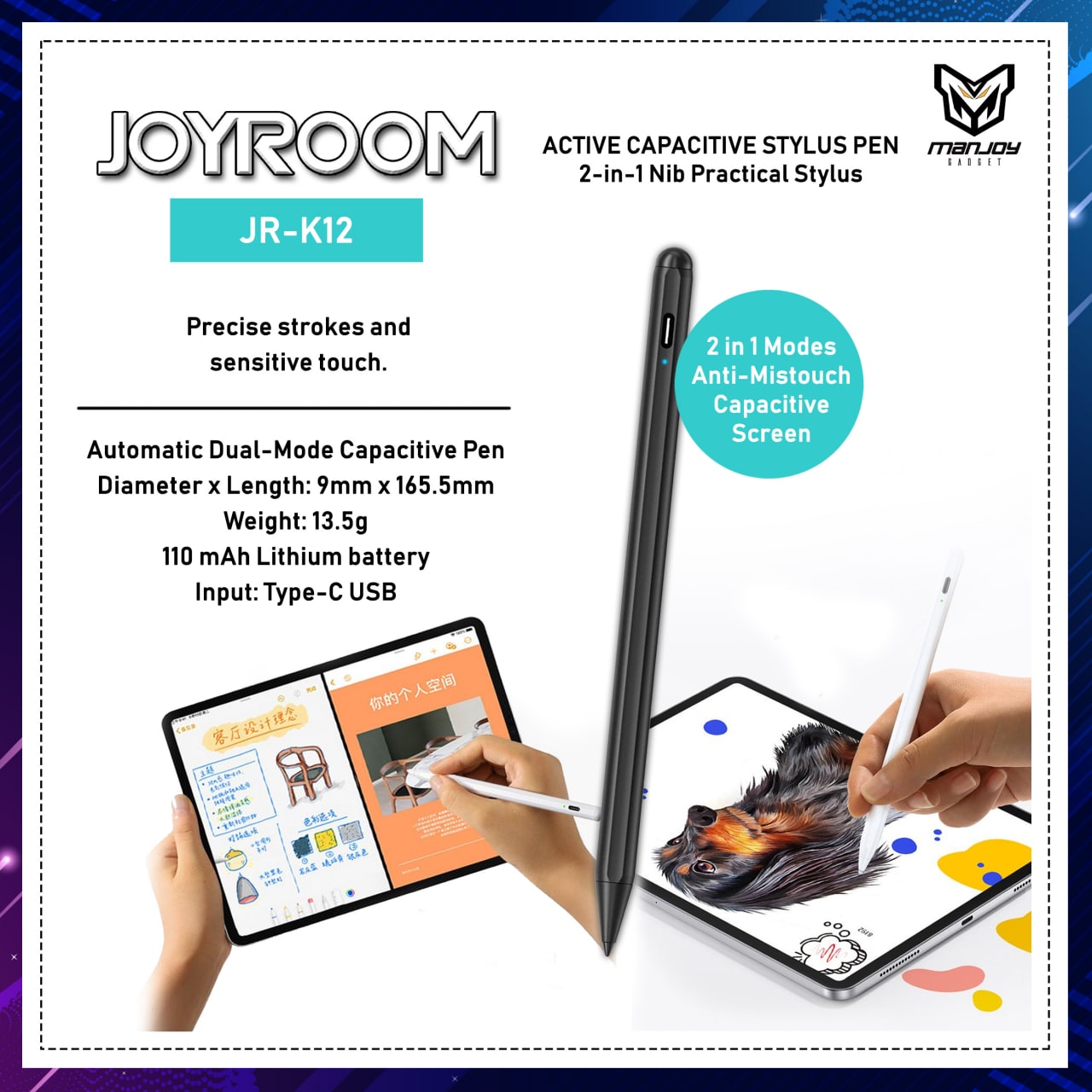 JR-K12 automatic dual-mode capacitive pen