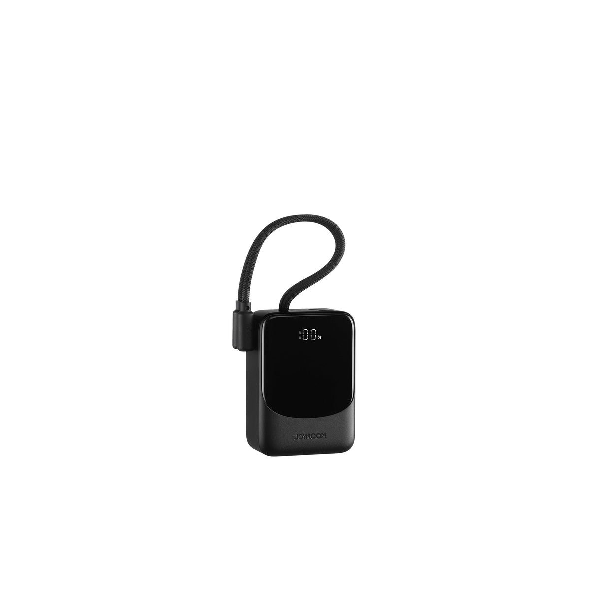 Mini power bank with built-in cable, black