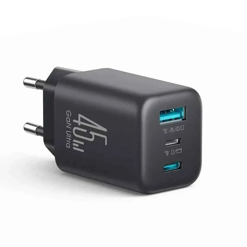 Joyroom 45W GaN Wall Charger 3 Ports USB C USB A PD QC