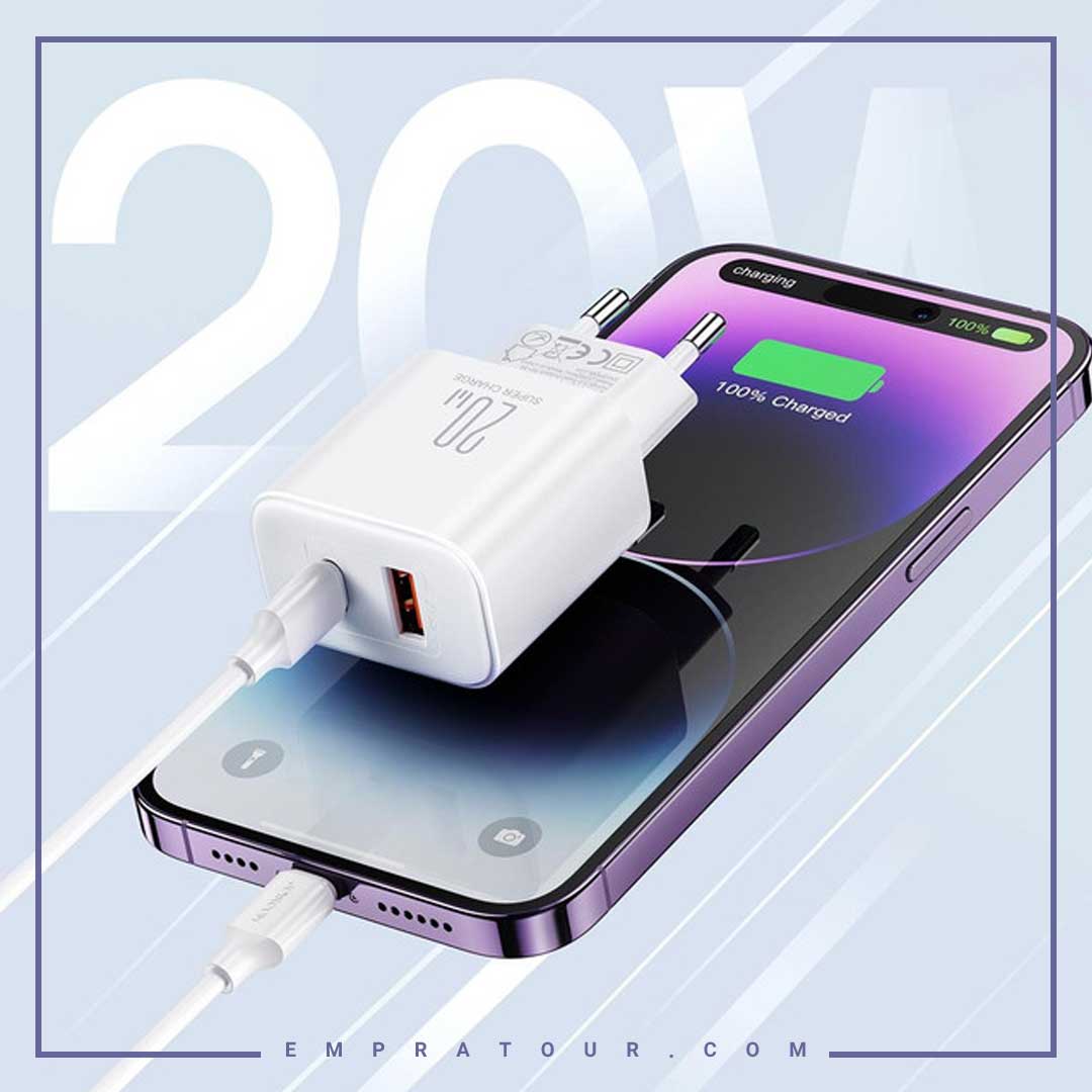 Joyroom JR-TCF05EU 20 W USB-C / USB-A Schnelles Dual-Port-Wandladegerät – With+ USB-C  شاحن جوي روم سريع