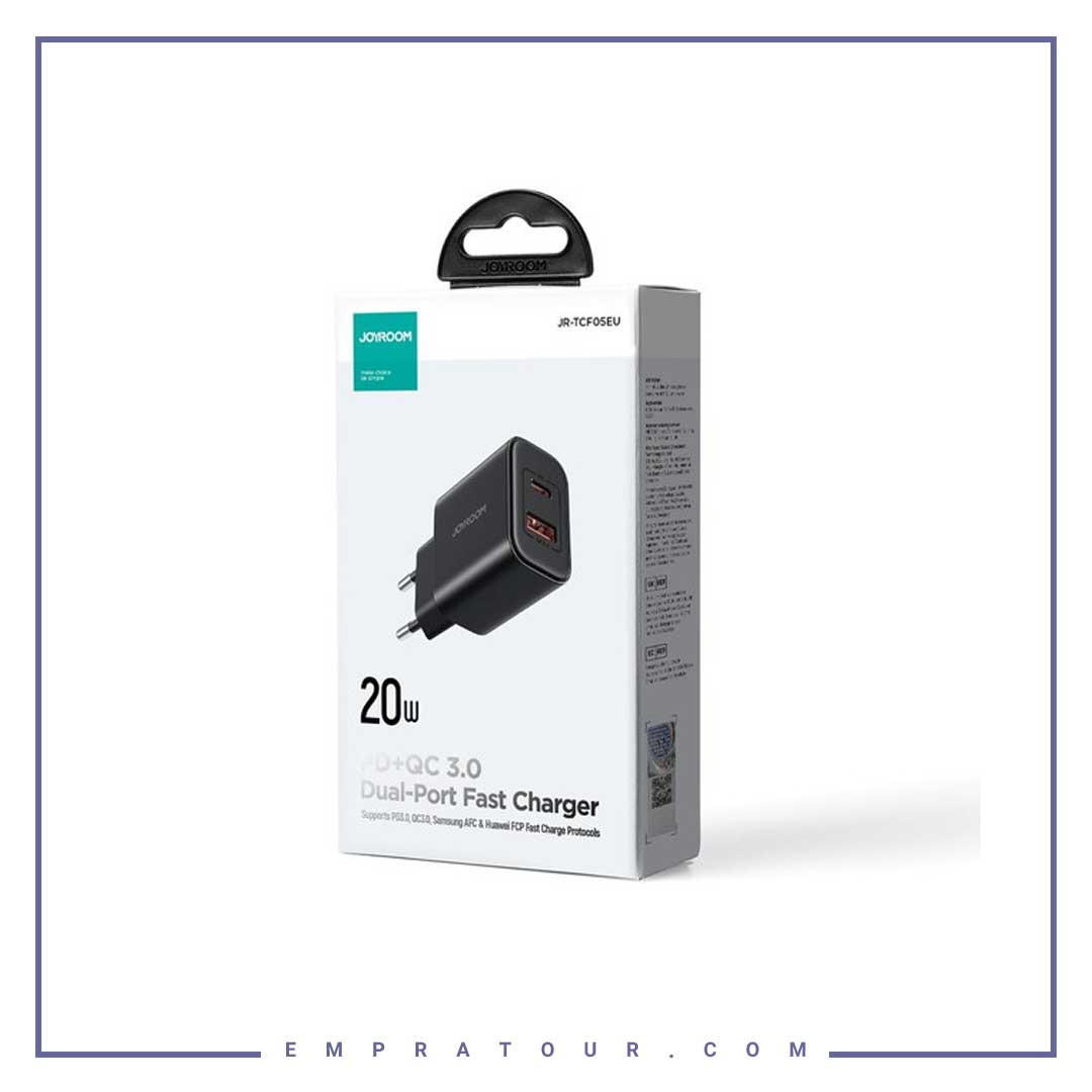 Joyroom JR-TCF05EU 20 W USB-C / USB-A Schnelles Dual-Port-Wandladegerät  شاحن جوي روم سريع