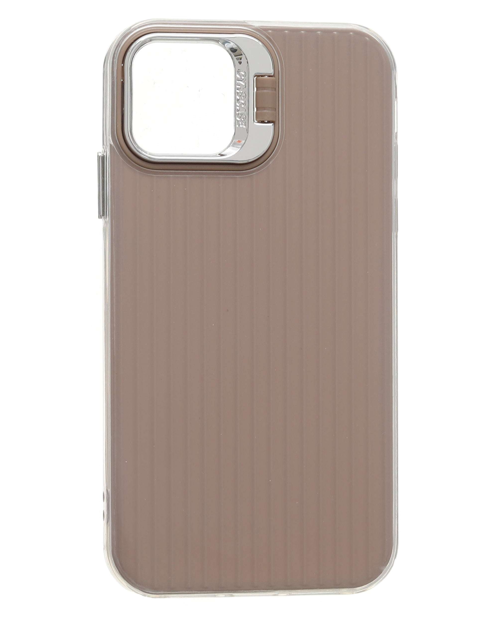 CYN stand case for phone, beige textured cover with camera cutout and side grip