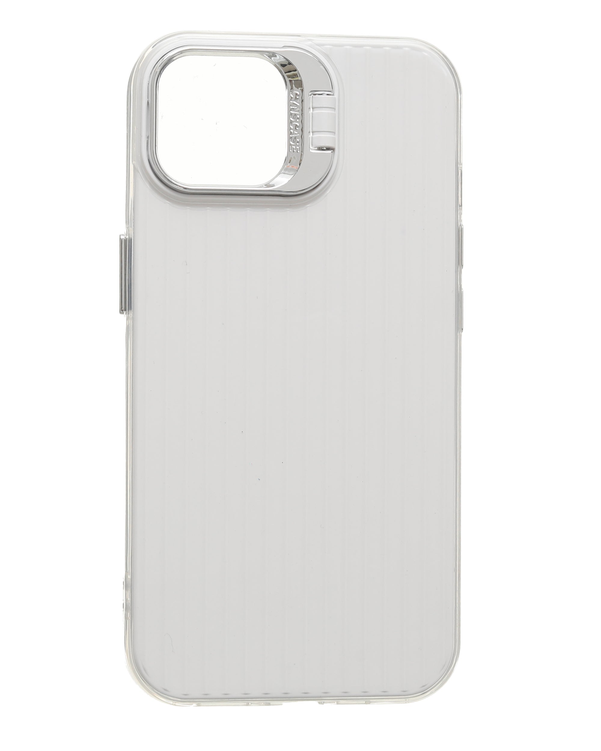 CYN stand case for phone, white textured clear-look cover with camera cutout