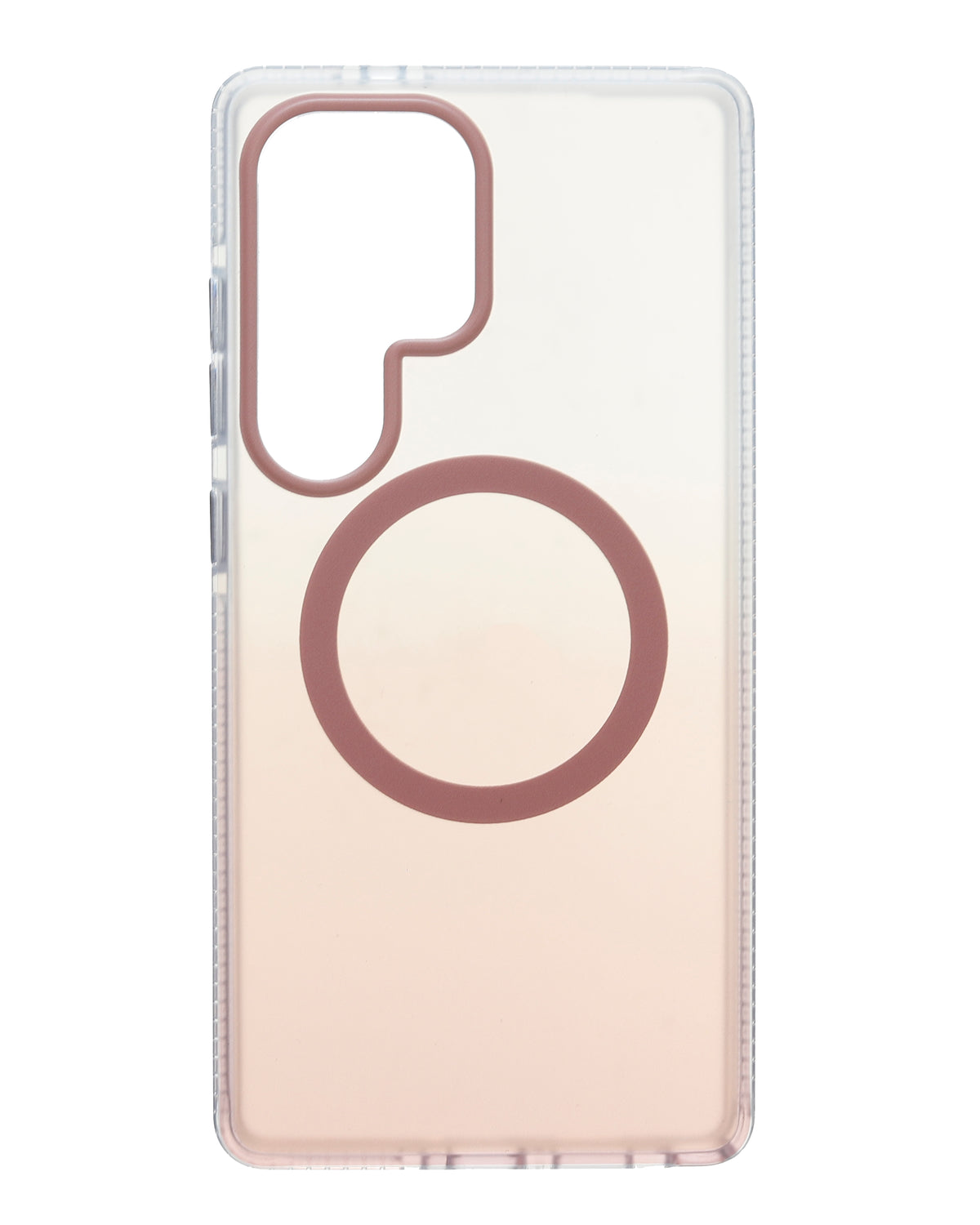 Samsung S25 Ultra phone case with ring holder, rose gold color and ring outline