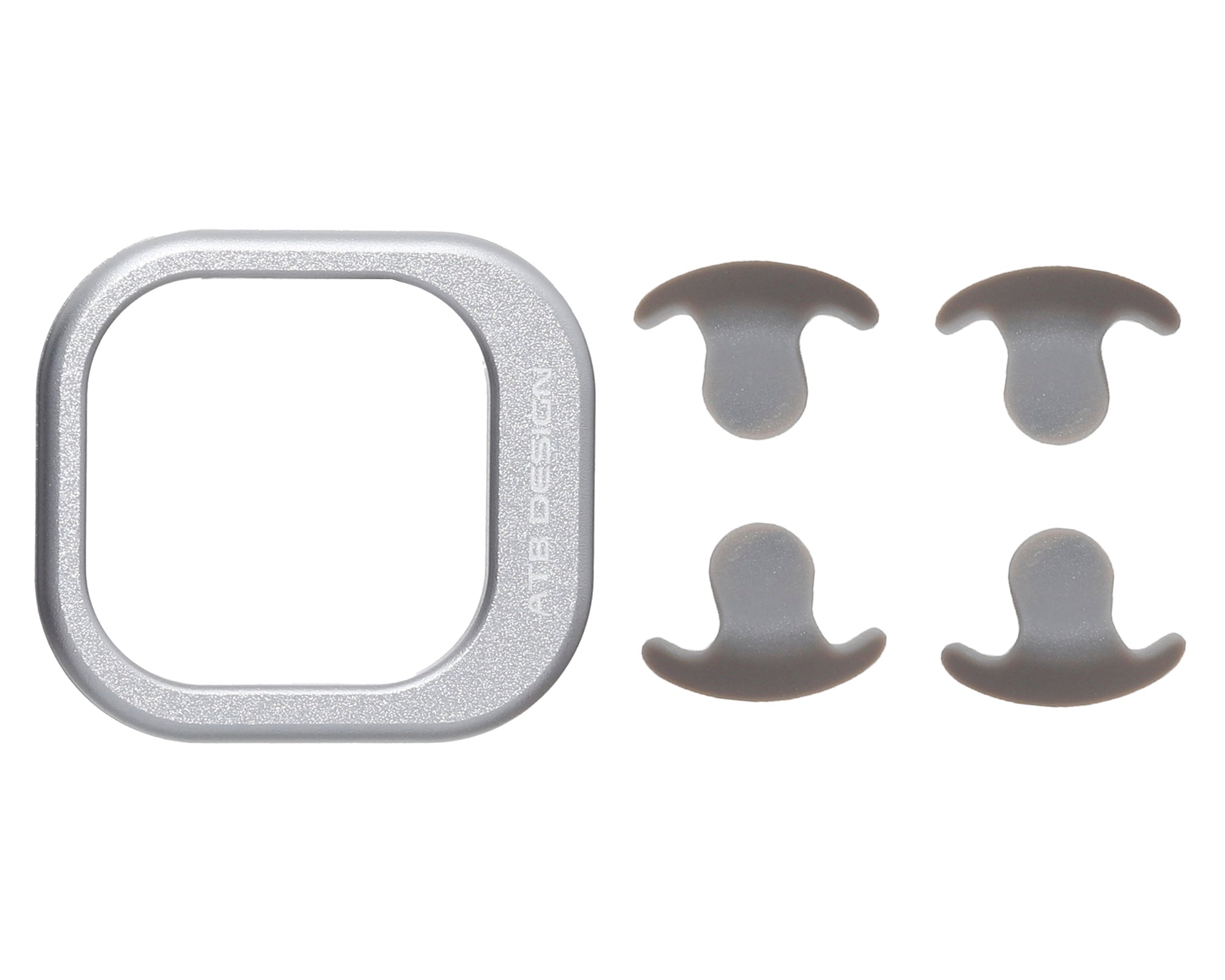 Silver-gray ATB case with square opening and four curved grip pieces