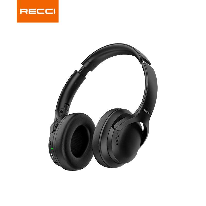 Black wireless over-ear headphones with adjustable headband and ear cups