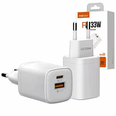 RECCI RC60E USB-A + USB-C PD33W FAST CHARGER