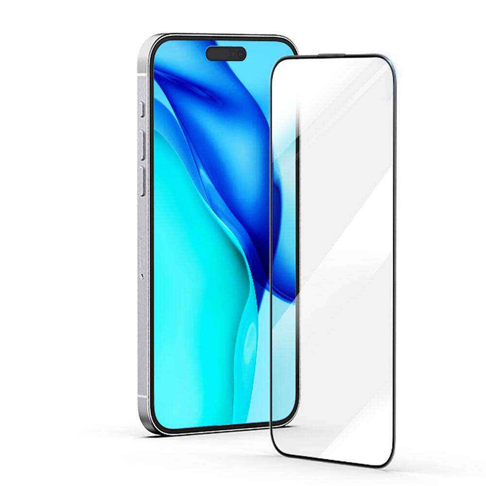 Clear full-coverage tempered screen protector film for iPhone 15