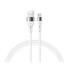 White charging cable with USB-A plug and Type-C connector, braided design