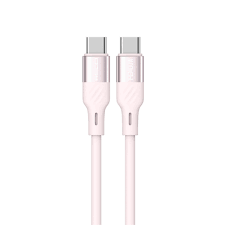 Light pink silicone Type-C to Type-C cable with two USB-C connectors, 100W PD
