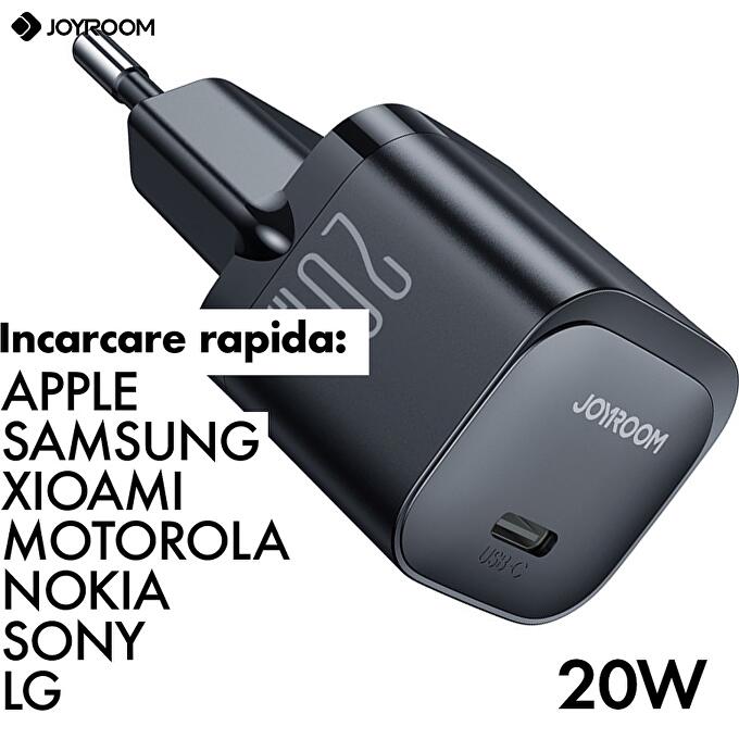 JR-TCF02 PD Mini Fast Charger 20W | Black - شاحن سريع PD ميني JR-TCF02 بقدرة 20 واط | أسود