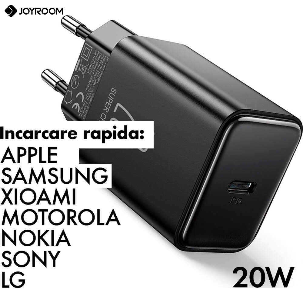 JR-TCF06 Flash Series PD 20W Single-Port Charger | Black - شاحن JR-TCF06 فلاش سيريز بمنفذ واحد PD بقدرة 20 واط | أسود