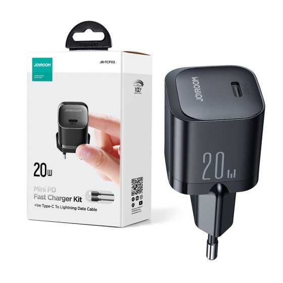 JR-TCF02 PD Mini Fast Charger 20W | Black - شاحن سريع PD ميني JR-TCF02 بقدرة 20 واط | أسود