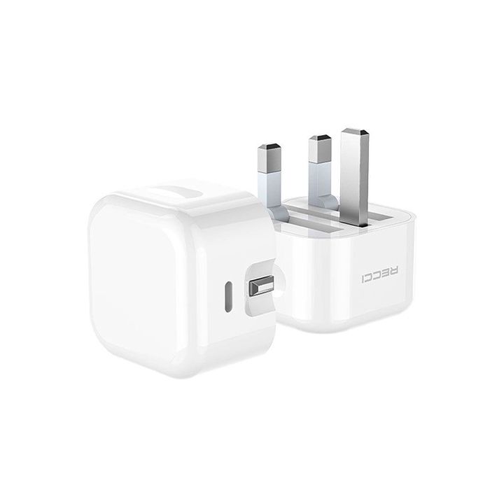 RCT-P05U 20W USB-C Fast Charger | UK Folding Pin - شاحن RCT-P05U سريع 20W بمنفذ USB-C مع دبوس UK قابل للطي