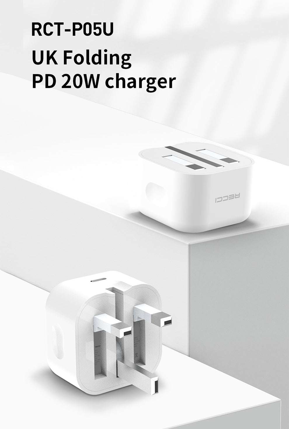 Recci PD 20W UK plug PD  charger RTC-P05U  شاحن حائط سريع من ريتشي
