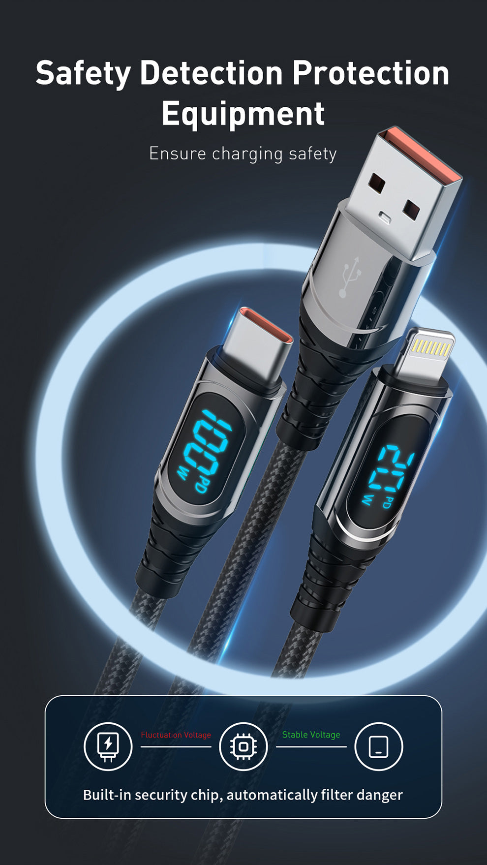 RTC-P21CC (100W) Type-C to Lightning Cable | 20W PD Fast Charging - كابل RTC-P21CC (100W) تايب-سي إلى Lightning | شحن سريع PD 20W