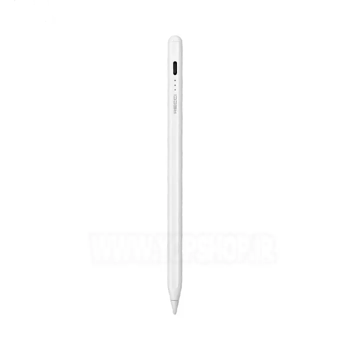 White magnetic stylus pen with side button and charging port