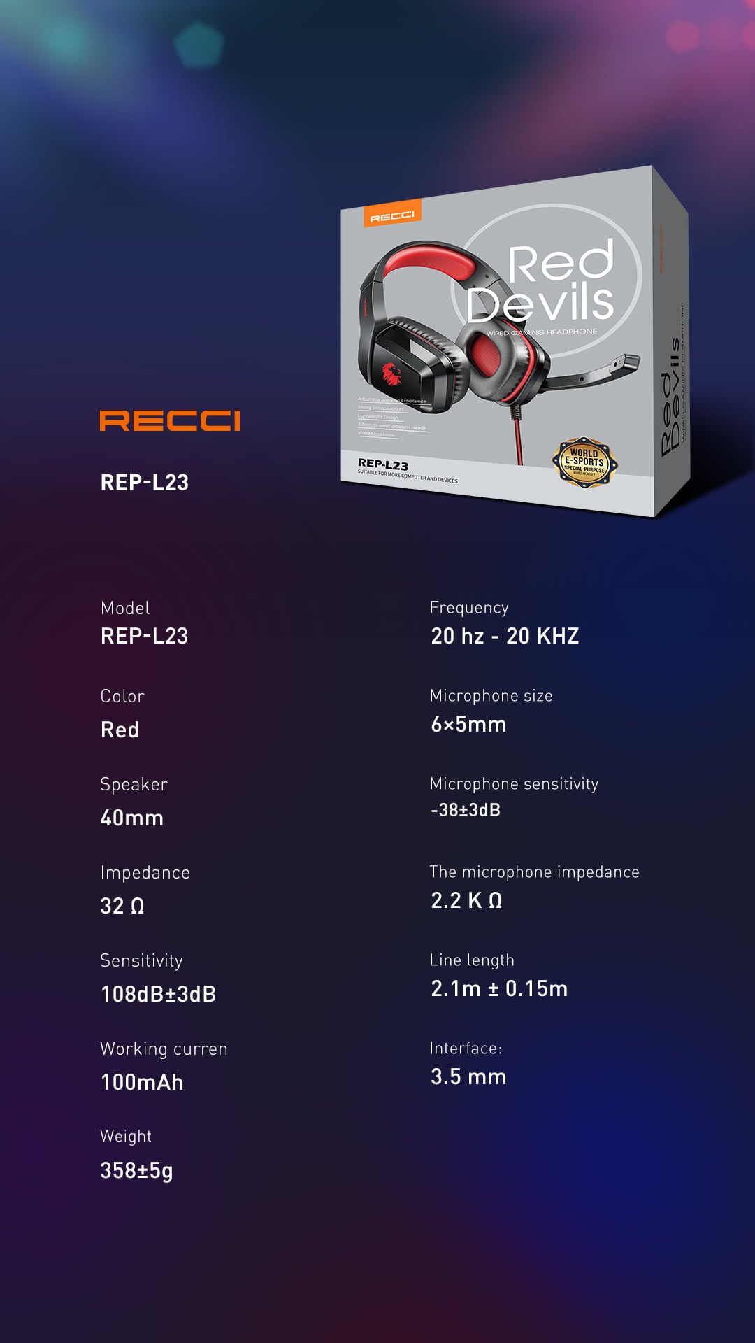 Recci Wired  Gaming  Headset REP-L23 - Trust Egypt