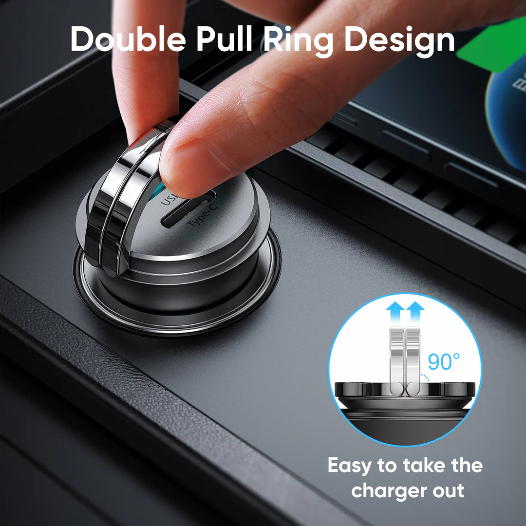 Joyroom C-A35 45W Mini 2-port ring-pull fast car charger