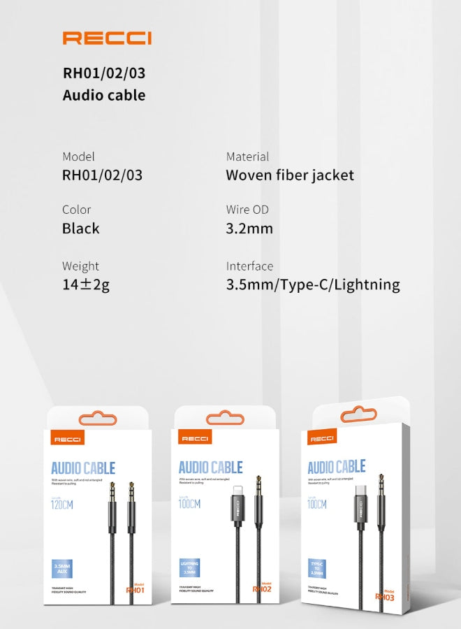 Recci Convert Aux Audio Cable Type-C TO  3.5 RH03 - Trust Egypt