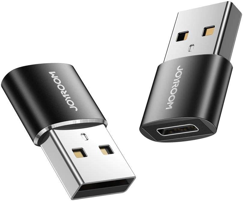 USB-A male to Type-C female adapter, two-piece set, black metal connector